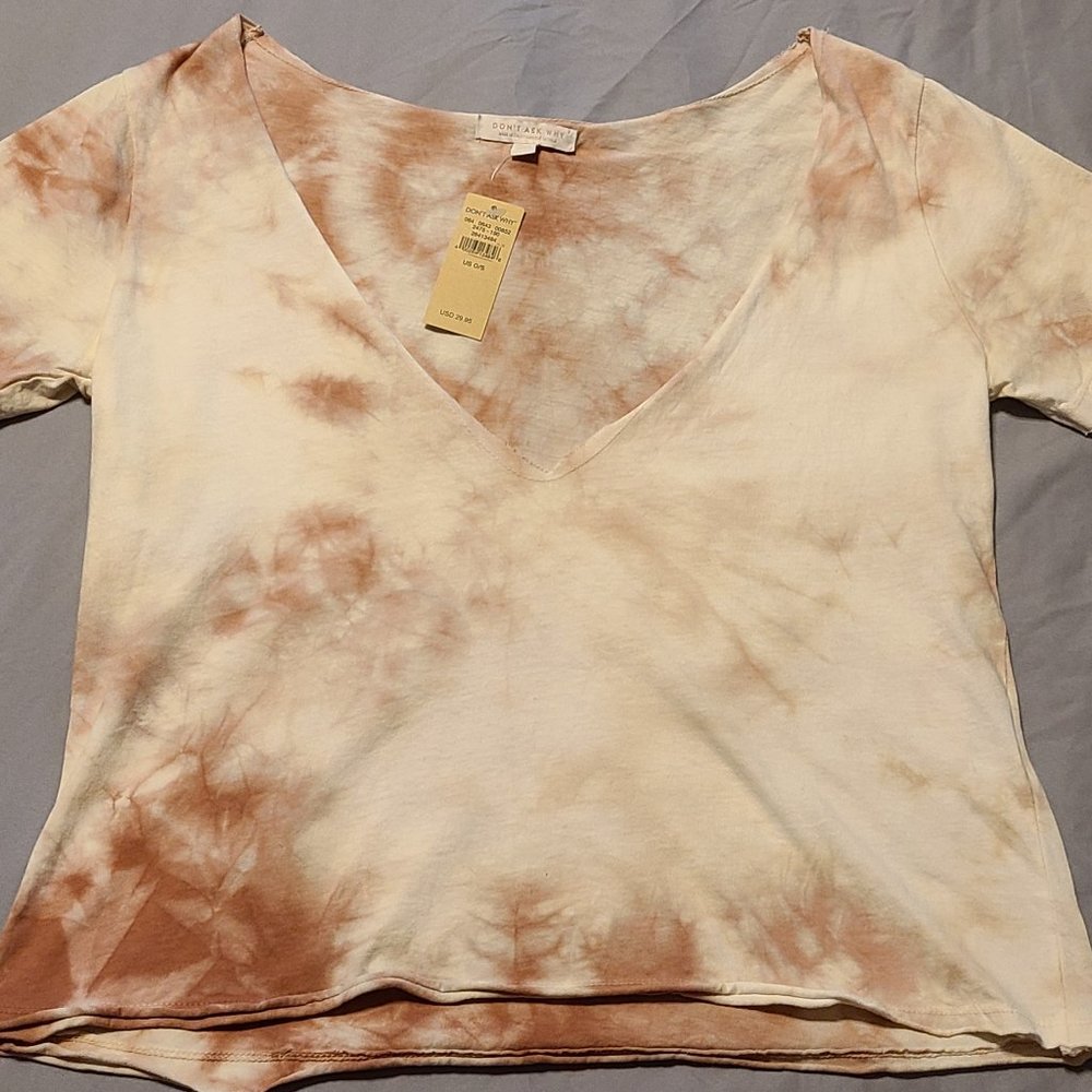 Tie-dye Crop Top Boho V-neck